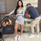 Новинка, Осеннее сексуальное облегающее платье с открытыми плечами и длинным рукавом, Сексуальные облегающие платья с вырезом-лодочкой, 2021, вечернее мини-платье, платья, AA5854