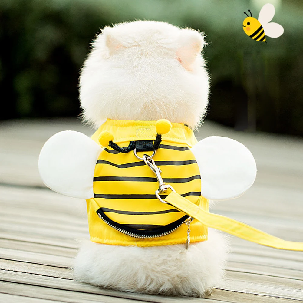 

Cute Bee Pet Dog Vest Harness Collar Breathable Chest Strap Leash Pet Accessories Pomeranian Collar Dog Leash with Traction