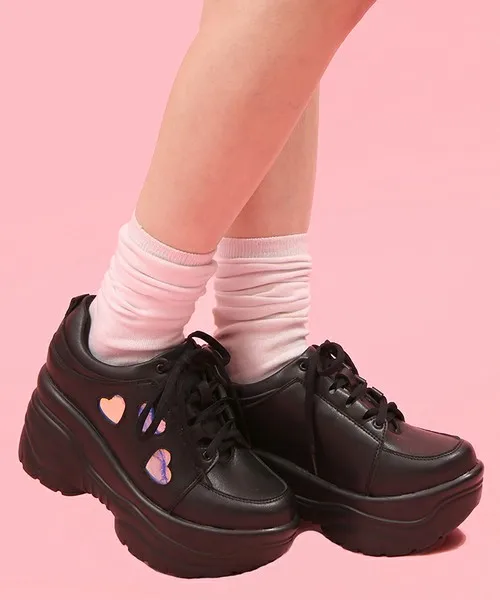 Женские кроссовки на платформе и высоком каблуке в японском стиле|Туфли| |