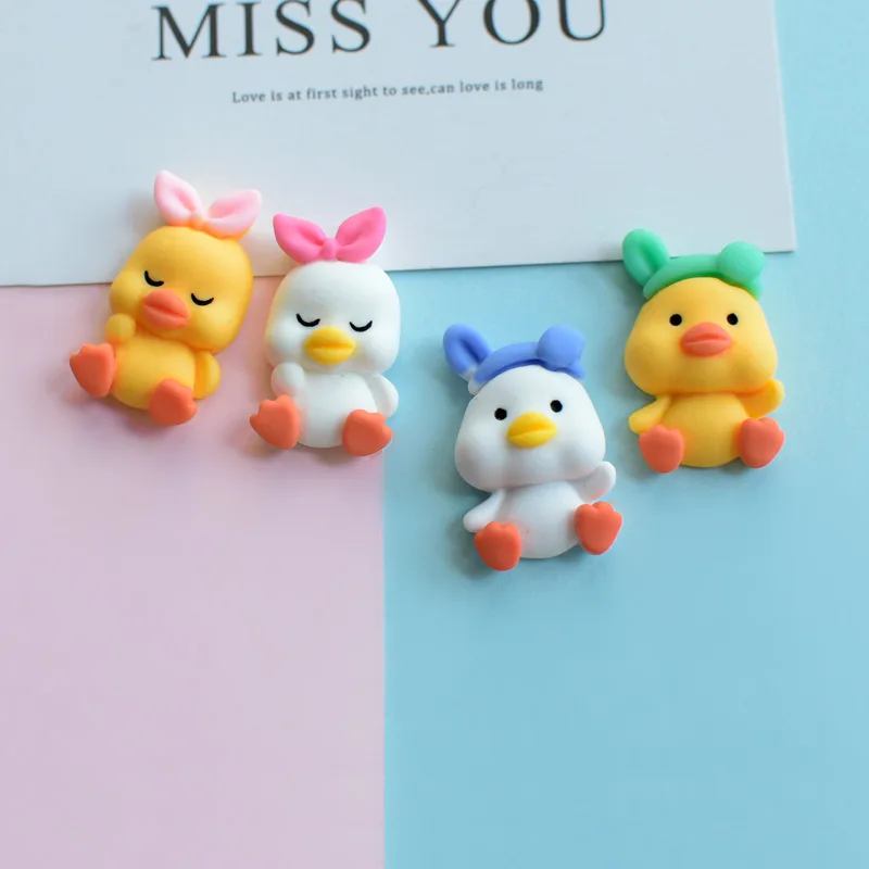 

10 шт. мультяшная Милая утка с плоской спинкой Кабошон Скрапбукинг ремесла подходит для украшения телефона Сделай Сам банты для волос аксесс...