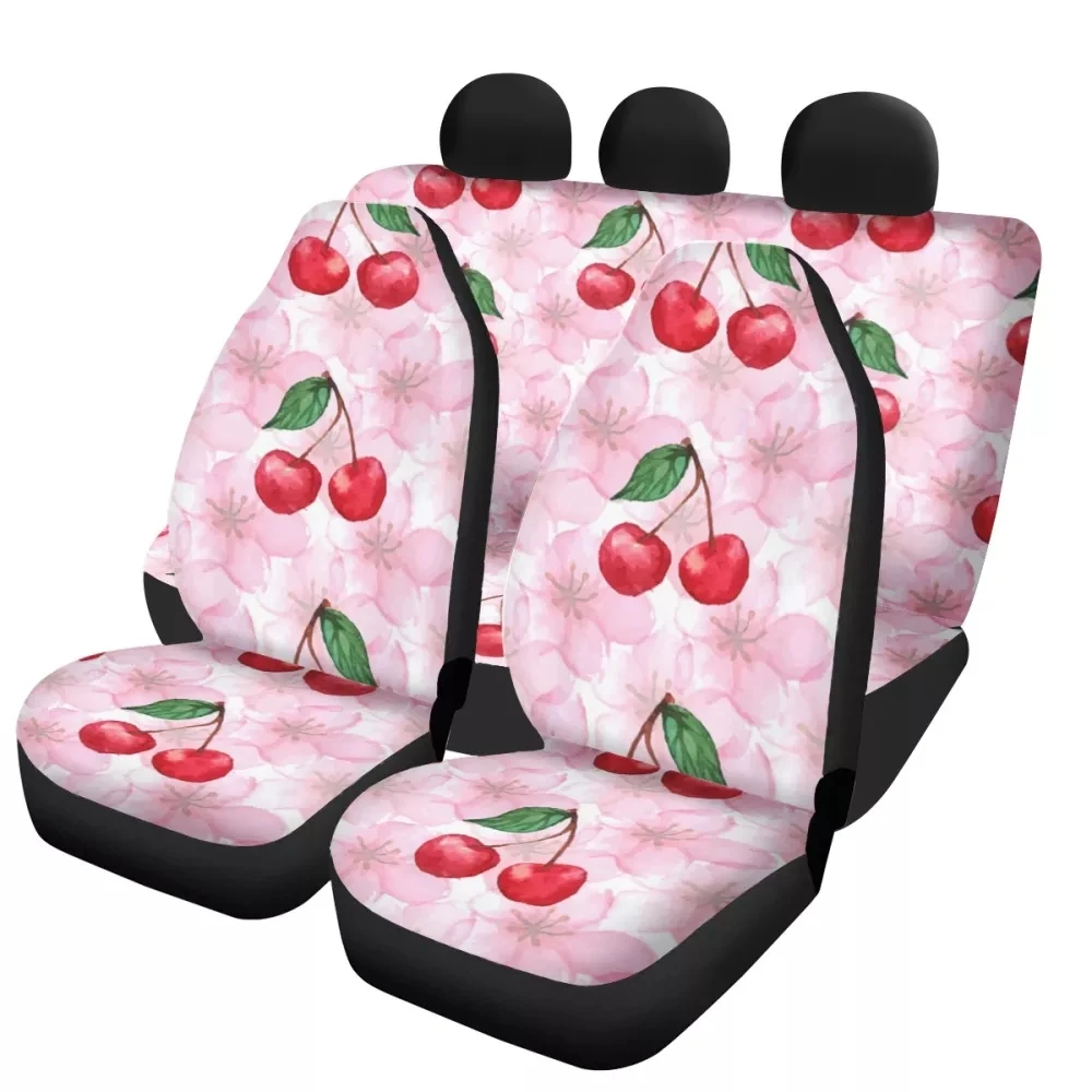 

PinUp Angel Fruit Cherry Pattern Comfortable Front and Back Vehicle Seat Covers Universal Car Interior Seat Cushion Washable