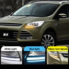 Автомобильный мигающий 1 комплект светодиодный DRL для Ford Kuga Escape 2014 2015 2016 2017 дневные ходовые огни дневной свет с желтой сигнальной лампой