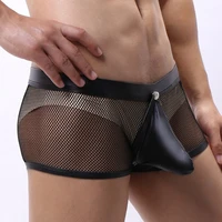 net panties open file sexy soft transparent yarn boxer breathable briefs