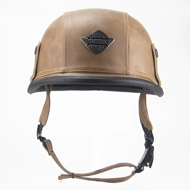 Мотоциклетный шлем Ретро немецкий стиль Второй мировой войны кожаный с открытым