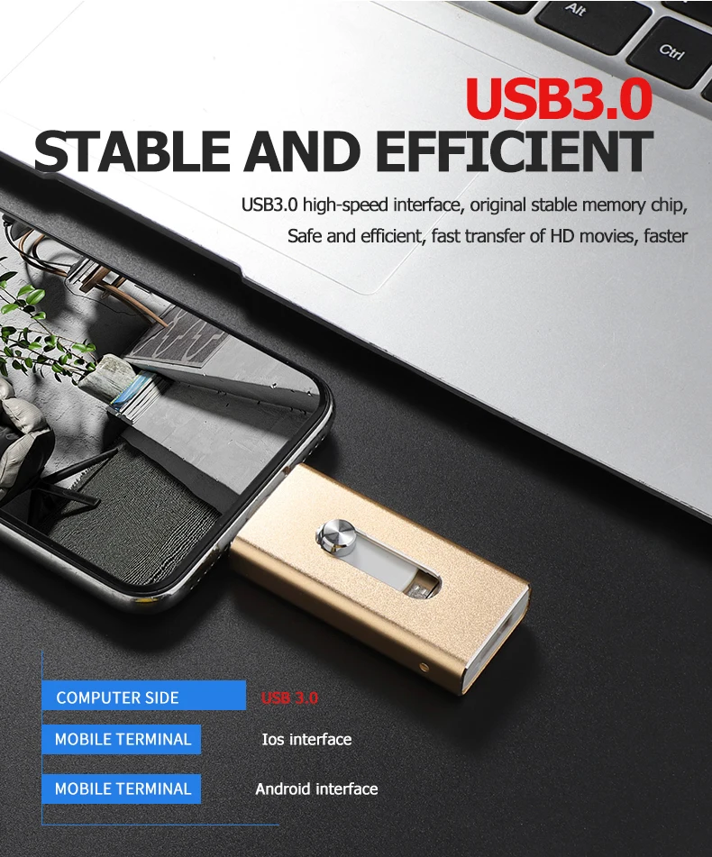 OTG USB флеш-накопитель USB 3,0 для iPhone/iPad/IOS/Android/PC 128 Гб 64 ГБ 32 ГБ 16 ГБ 8 ГБ флеш-накопитель 3 в 1 высокоскоростной флеш-накопитель