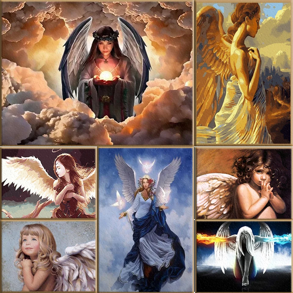 Раскраска по номерам сделай сам с красивым ангелом для детей на холсте Декор дома