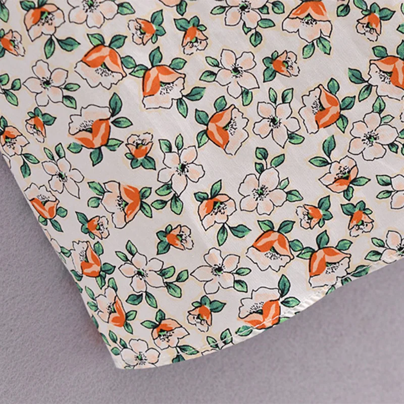 

Flower vintage printed short sleeve midi dress girly dress a hairless line dressed in summer ladies'casual gowns