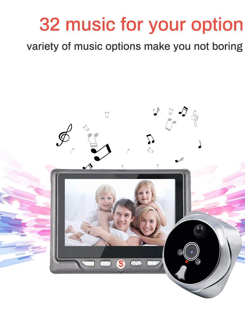 Saful HD 4," цветной экран 3X Цифровой зум визуальный монитор дверная камера 1.3MP 32 кольца с умный дверной глазок видео глаз