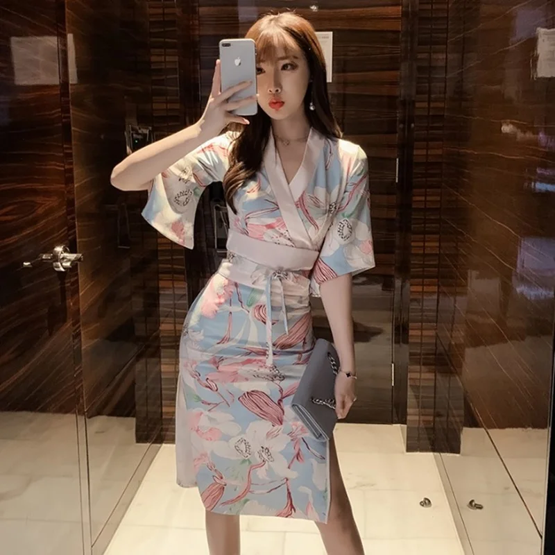 

Japanese Traditional Kimono Dress Sexy Oriental Dress Yukata Women Elegant Haori Women'S Obi Robe Sexy Japanese Dress FF3000