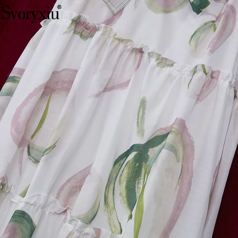 

Svoryxiu 2021 Runway Fashion Summer Spaghetti Strap Long Dress Women's Flower Print Bohemian Holiday Dresses Vestdios