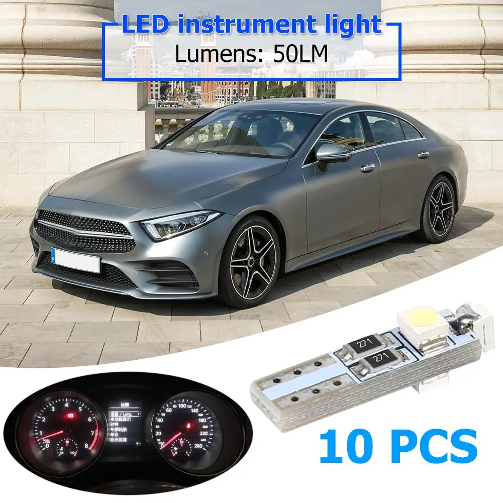 

10pcs Car T5 3 LED SMD 3528 Wedge LED Light Bulbs for Instrument Cluster Lamp Low Power Consumption And Power Saving