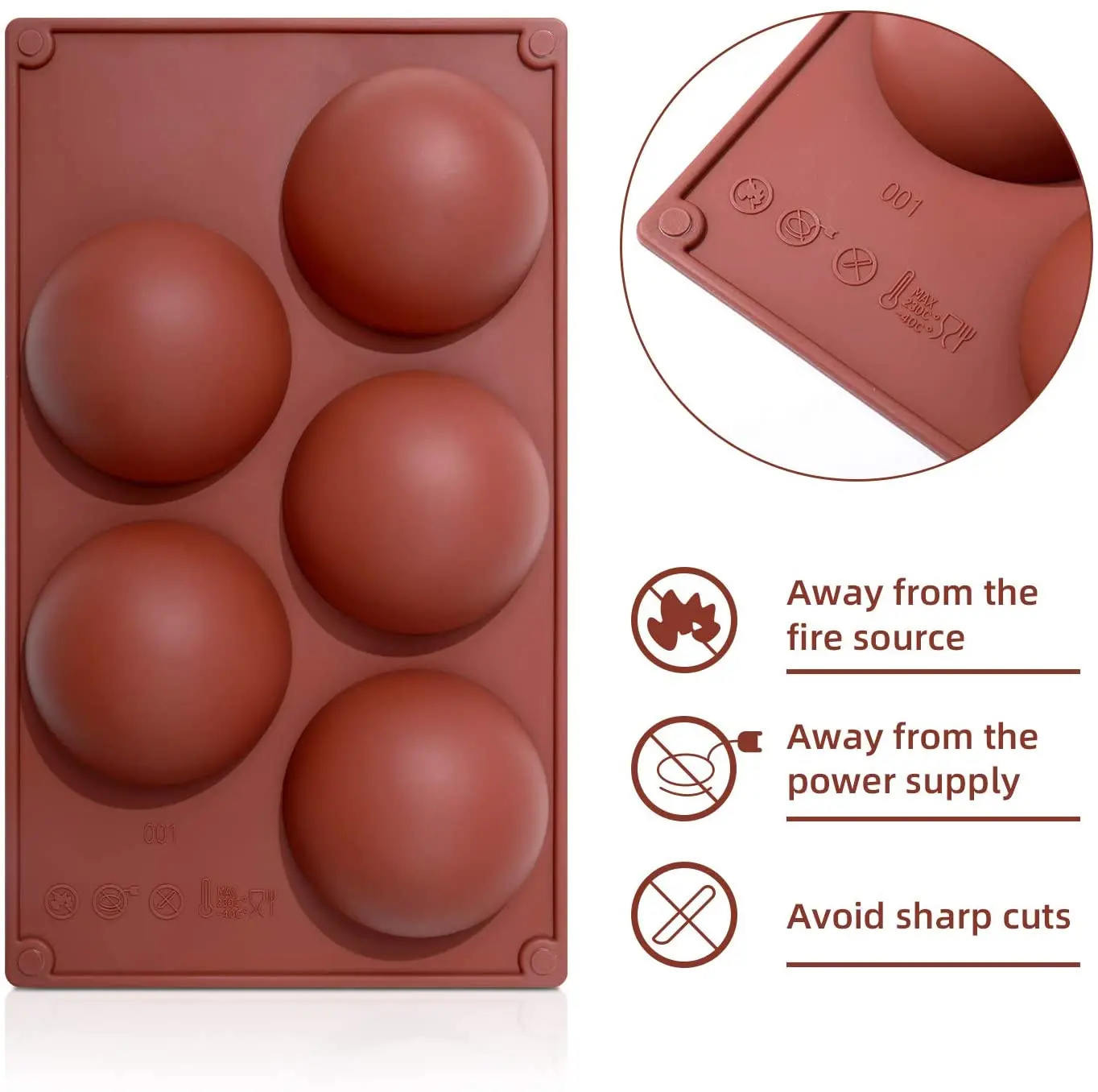 

5 holes Chocolate Sphere Mold Half Ball Mold Hemisphere Shape Silicone Chocolate Cake Mousse Dessert Baking Pastry Bakeware