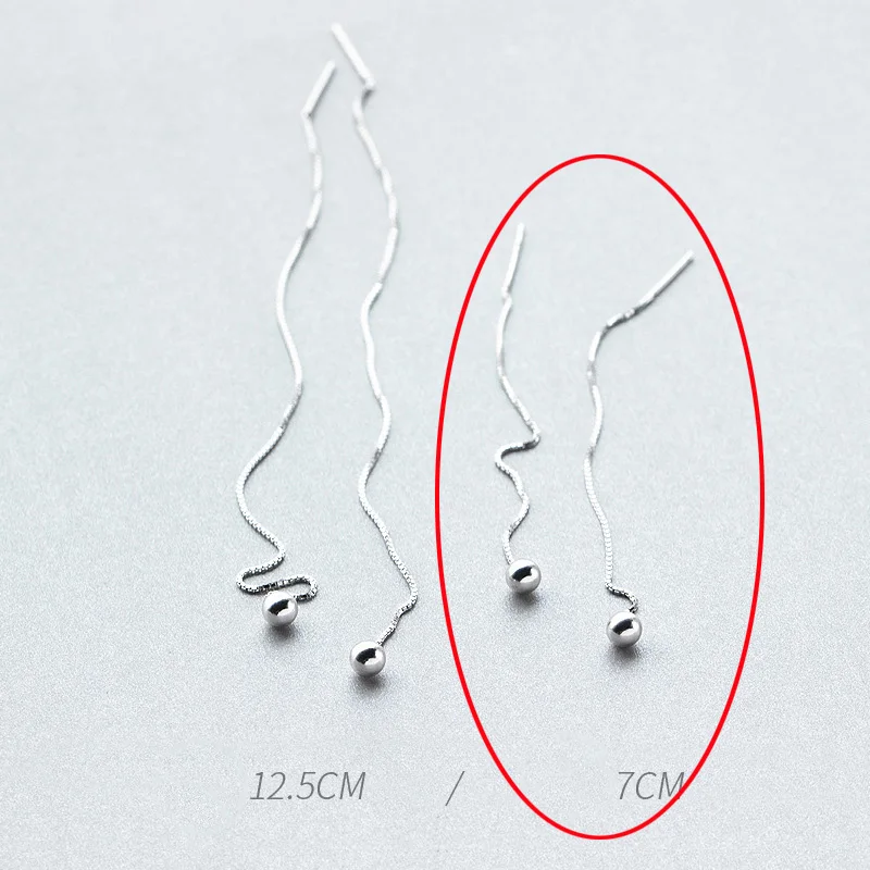 1 Pair 7cm Trusta, 925 пробы, серебряные серьги, ювелирное изделие, в виде капли, одноцветные, с бусинами, с ушной линией, в Крутом стиле, для девочек-подростков, для женщин, DS1277 - Окраска металла: 1 Pair 7cm
