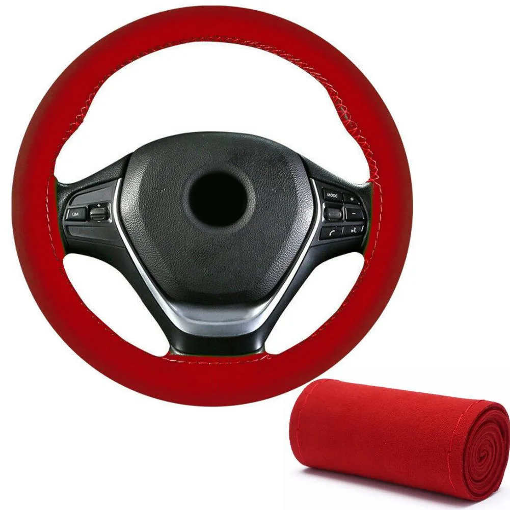 

38cm Steering Wheel Cover Accessories Anti-Slip Car Comfortable Red Scrub
