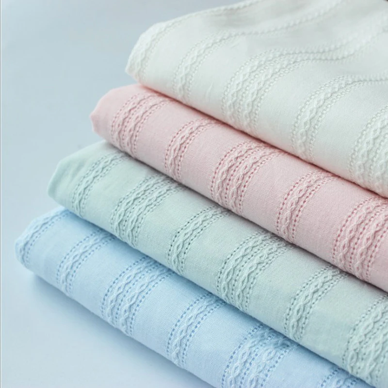 

100cm*148cm Jacquard 100% Cotton Fabric Soft Dress Shirt Children Clothing Material Meter Baby Hakama And Headscarf