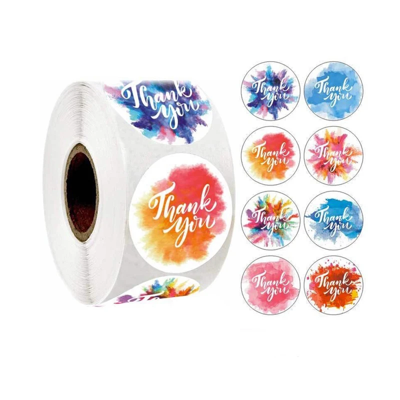 

8 kinds of round flowers thank you stickers seal romantic wedding decoration gift box packaging stationery stickers
