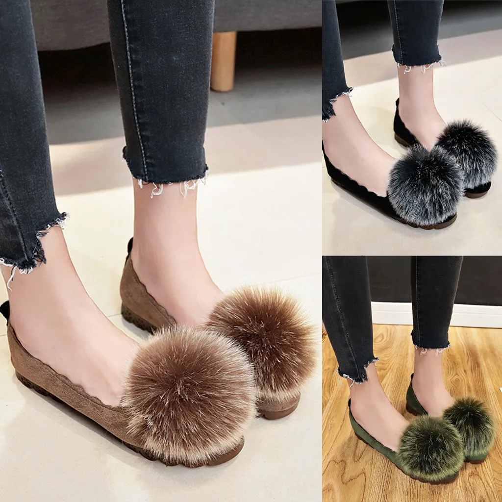 Модные зимние женские лоферы на плоской подошве Теплая Повседневная обувь из