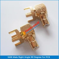 1x pcs rf connector smb male jack 90 degree right angle solder square pcb pc board mount plug brass gold plated