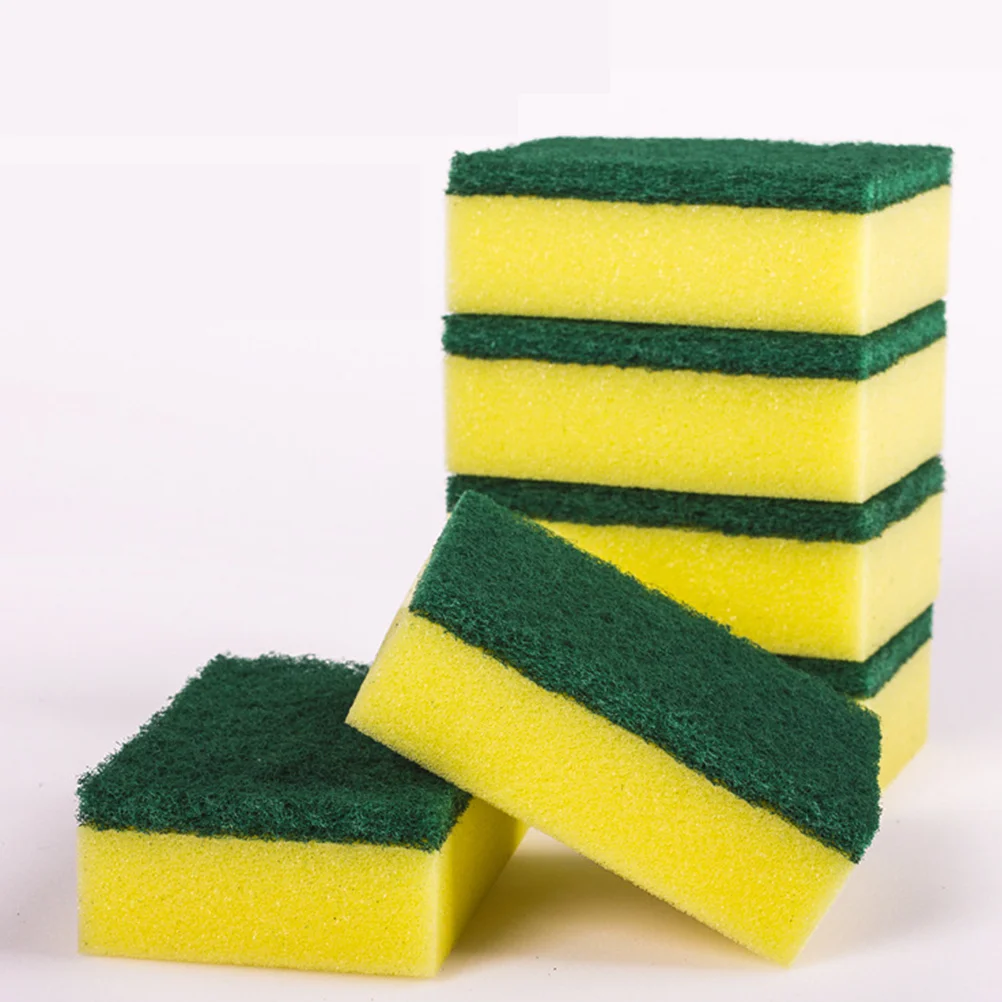 

20pcs Sponge Scouring Pads Dishwashing Sponge Kitchen Cleaning Wash Pot Brushes(Yellow+Green)
