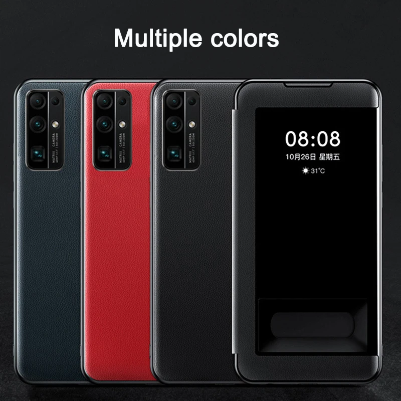 

Smart View Window Flip Case for Huawei Honor 30 Phone Case,Free Answer PU Leather Stand cover for huawei honor 30S 30 Pro Case