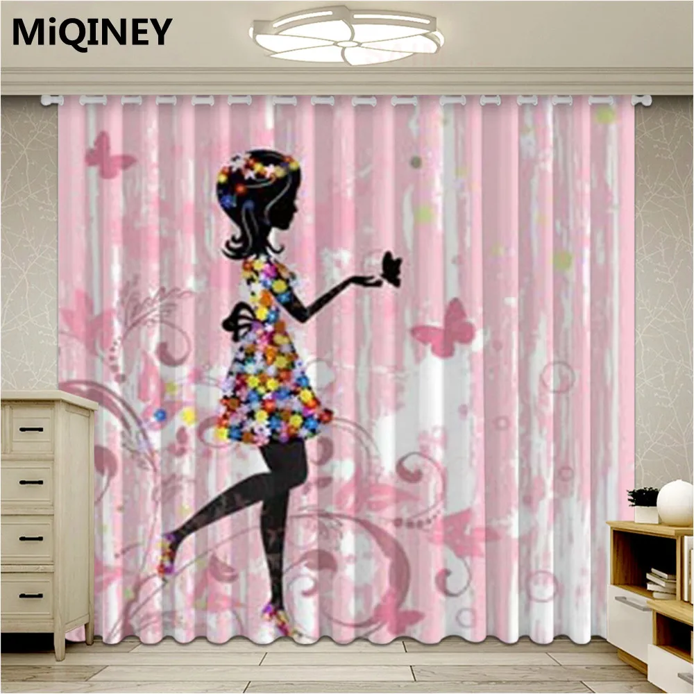 

New Beauty Fairy Pattern Window Balckout Curtain Cartoon Girl LiIving Room Bedroom Cortinas For Parlour Room Ultra-thin Drapes