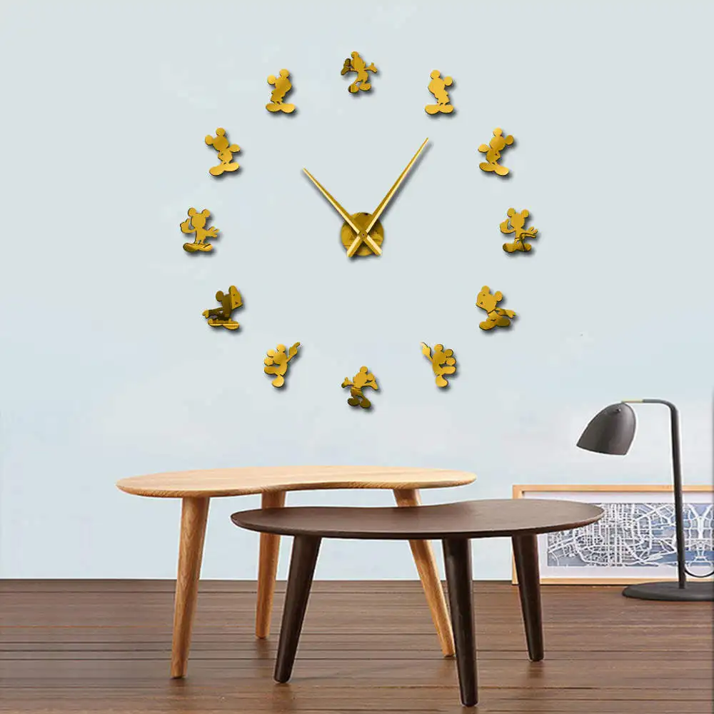 Мультяшная мышь DIY гигантские настенные часы мультфильм детская комната