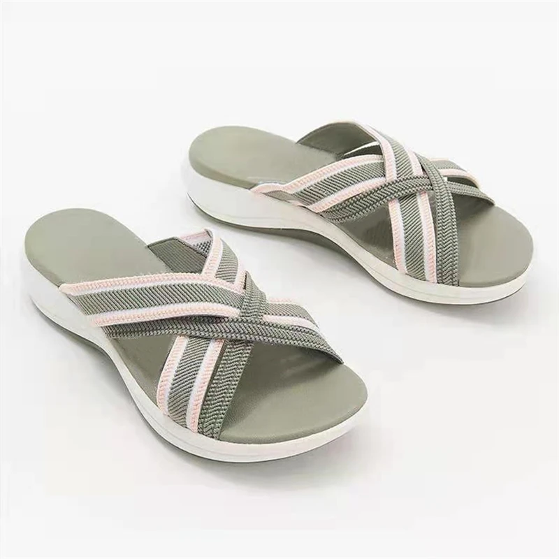 

Summer Women Sandals Outdoor Beach Mesh Open Toe Mixed Color Platform Wedges Casual Lady Slipper 2021 Comfortable Mujer Shoes