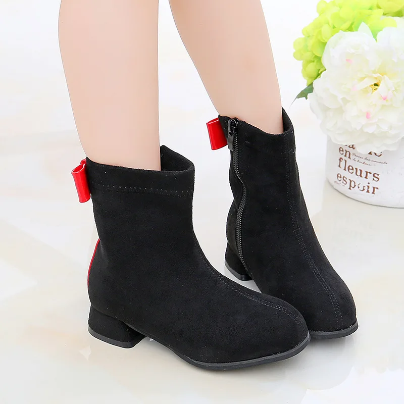 JUSTSL/Детские зимние однотонные модные ботинки для девочек подростков Дикие