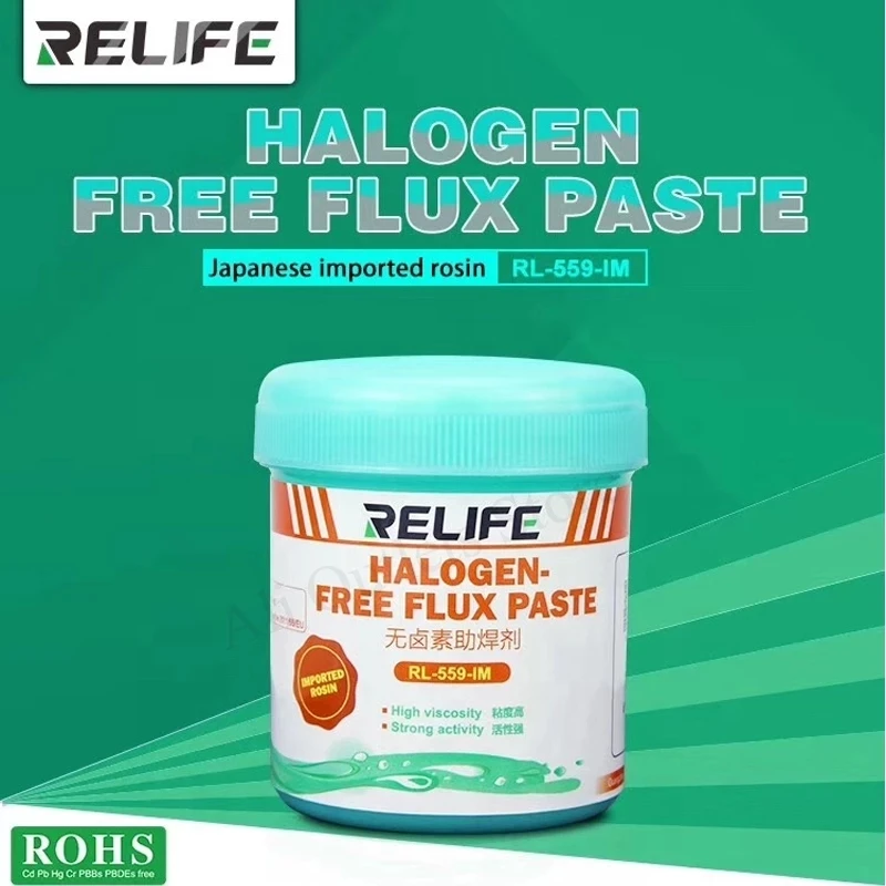 

100G High Quality Halogen-Free RELIFE RL-559-IM Flux Paste For Motherboard SMT BGA Reballing Soldering Welding Repair Tools