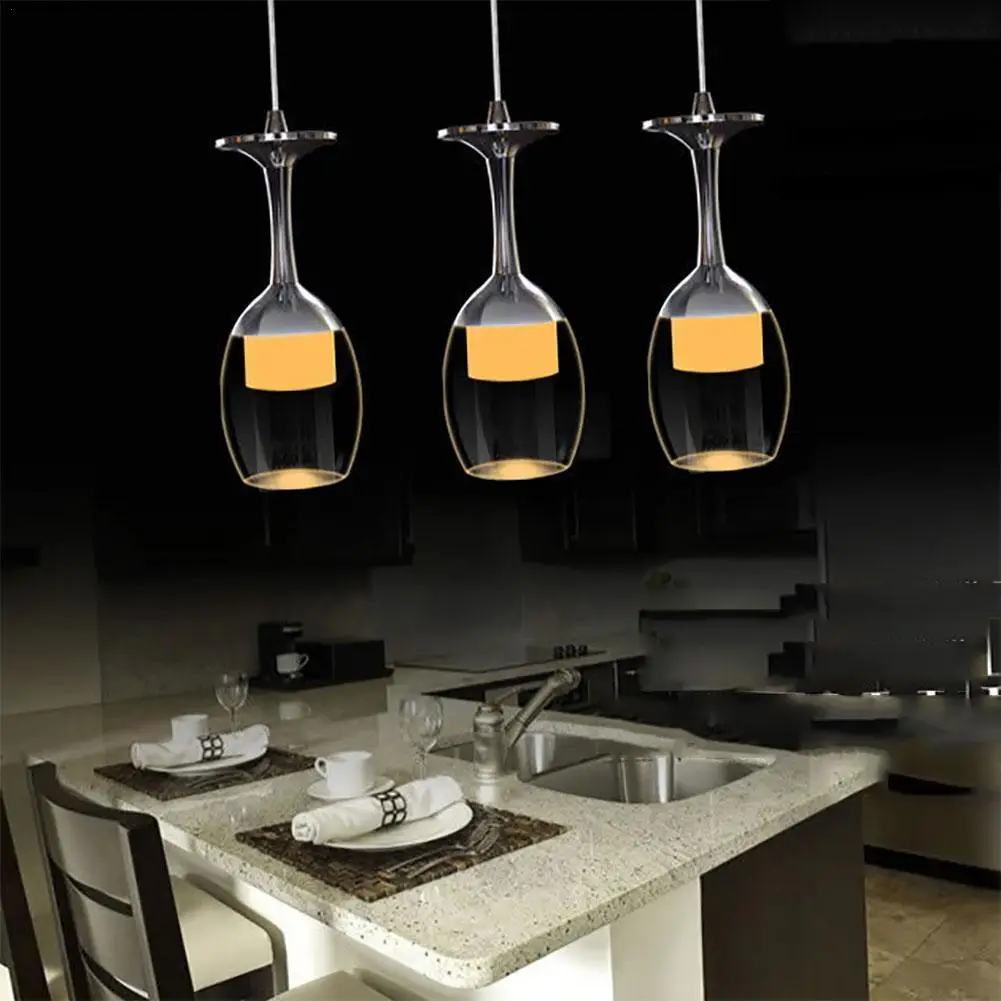 

Fashion Wine Glass Ceiling LED Light Pendant Lamp Fixture Cocktail Lighting Glasses High Decoration Chandelier kitchen B3I2