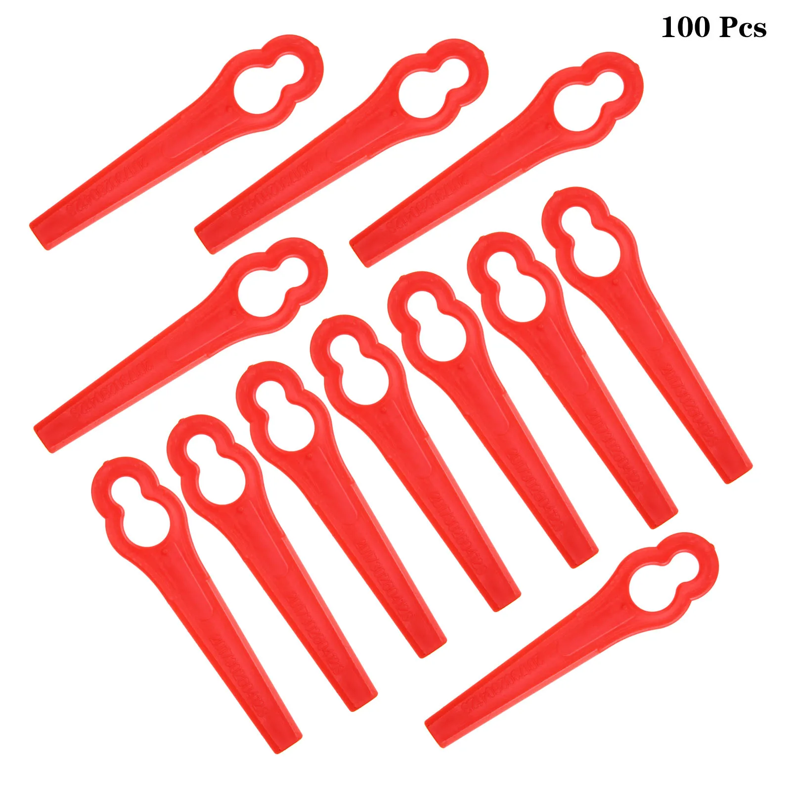 

100pc Red Plastic Cutting Blade Lawn Mower Knife Blades Trimmer Gourd Garden Brushcutter Durable Power Tool Replacement Parts