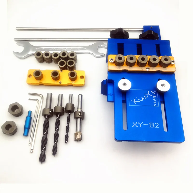 4 In 1 Hole Tenon Punching Locator Dowelling Jig for Furniture Plate Punch Woodworking Drill Guide Kit Aluminium Alloy | Инструменты