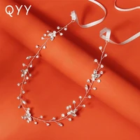 qyy handmade crystal bridal hairband silk ribbon headbands for women wedding hair accessories luxury jewelry bridesmaid gift