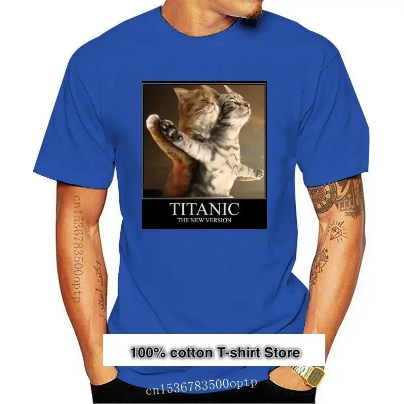 

Camiseta divertida con estampado de gatos para hombre y mujer, camisa divertida con estampado de la película Titanic, 2021