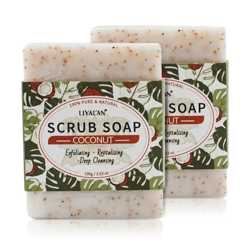 

Coconut Scrub Soap Body Skin Care Gentle Cleansing Moisturizing Brighten Nourish Anti Acne Prevent Mites Coconut Oil Herbal Soap