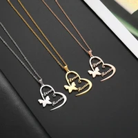 customized double name butterfly necklace stainless steel nameplate personalized custom necklaces jewelry gift for women girls