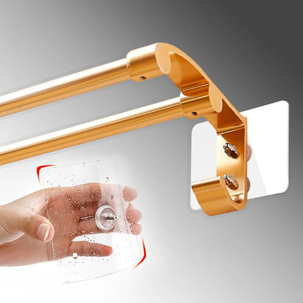 Домашний алюминиевый держатель для полотенец с двойным стержнем Золотой на