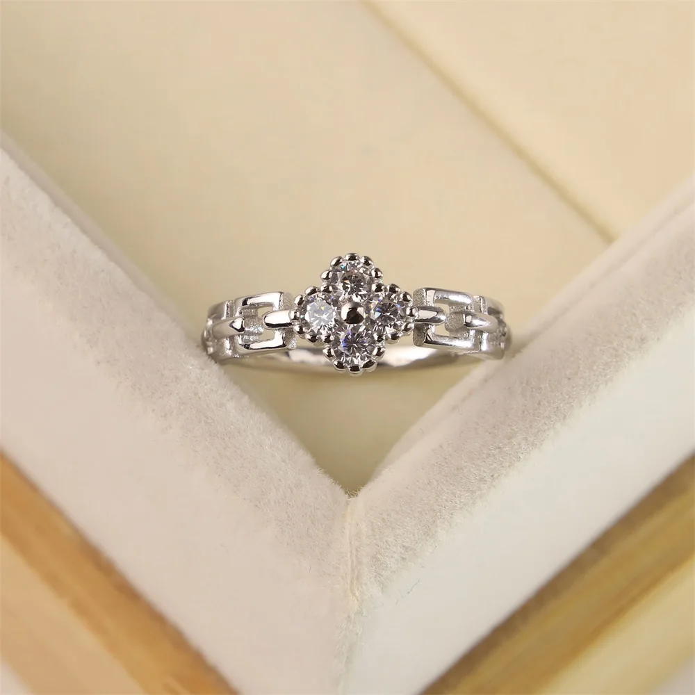 Модное ювелирное изделие S925 серебряное кольцо новый свежий четырехлистный полые