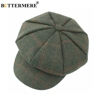 buttermere women wool tweed caps newsboy female male vintage army green plaid flat caps spring painters cabbie duckbill hat 2022