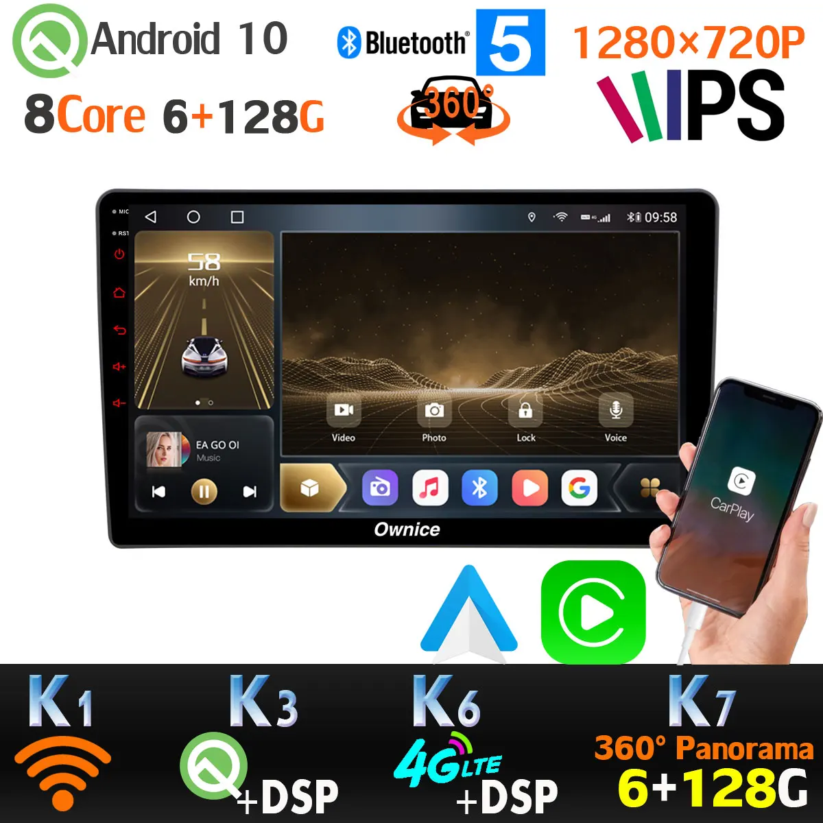 360 панорамная камера Octa Core Android 10 0 6G + 128G SPDIF DSP CarPlay Автомобильный GPS навигатор радио