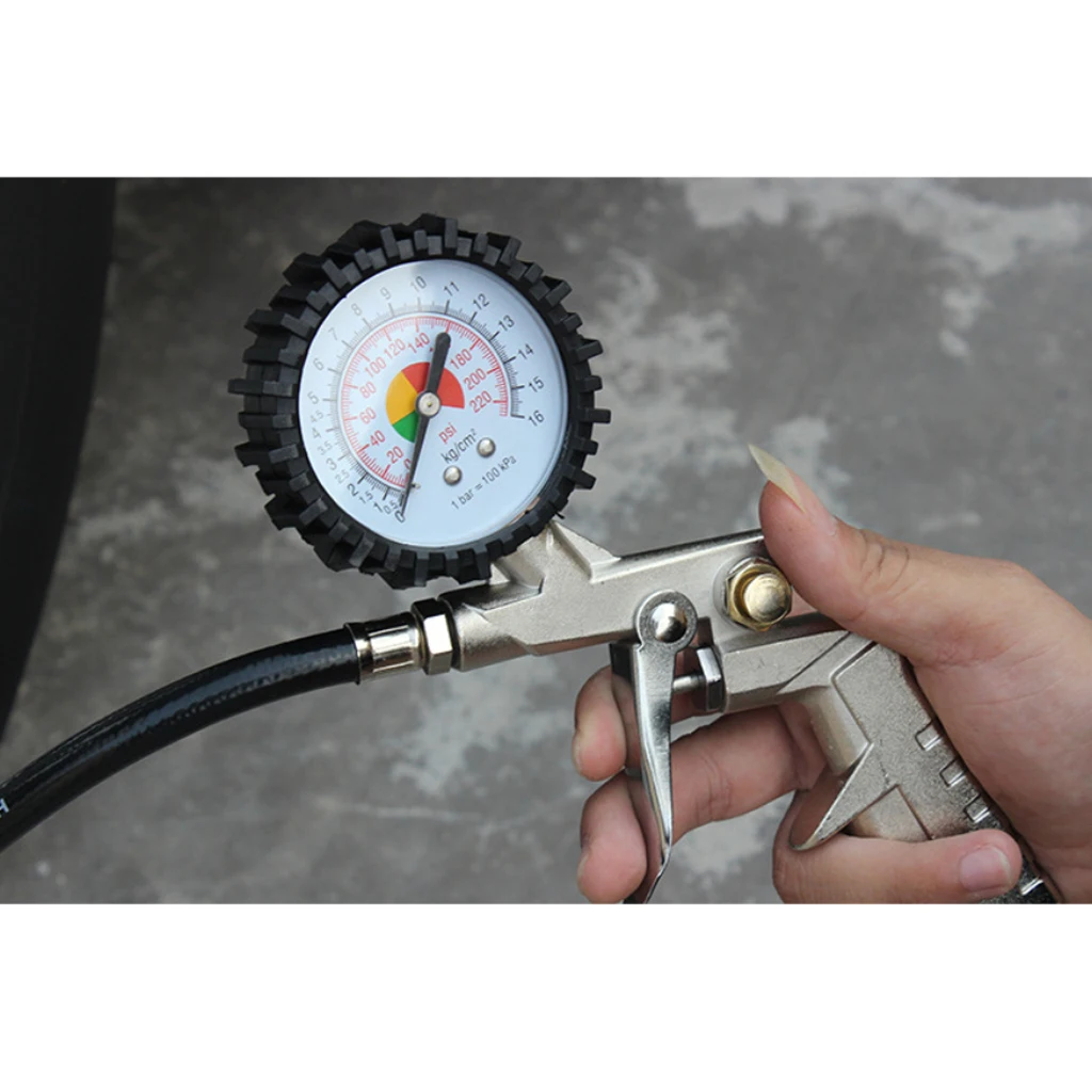 Новый 0-220PSI 0-16 бар портативный автомобильный мотоциклетный насос пистолет с