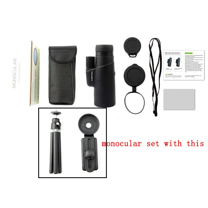 

12X50 High Power Telescope HD Monocular Optical Glass Night Vision Cell Phone Holder Binoculars for Hunting Scope Eyepiece