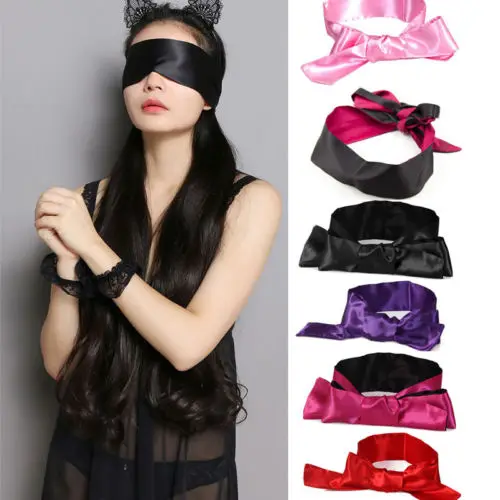 

6 Colors Women New Sexy Lingerie Hot Exotic Accessories Ladies Sexy Underwear Satin Eye Mask Blinder Blindfold Black Nightwear