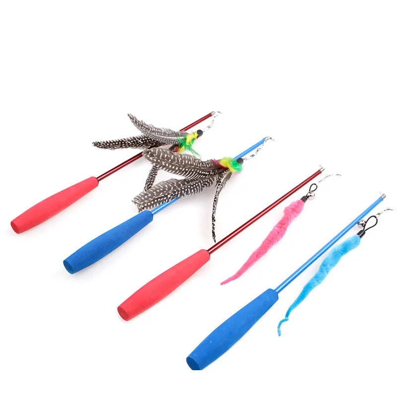 Красочные перья успокаивает тренировочный котенок интерактивная игрушка для