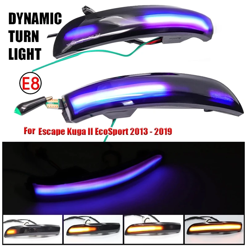 

NEW-Car LED Dynamic Rearview Mirror Light Turn Signal Indicator for Ford Escape Kuga II Eco Sport 2013 - 2019 Blue Light
