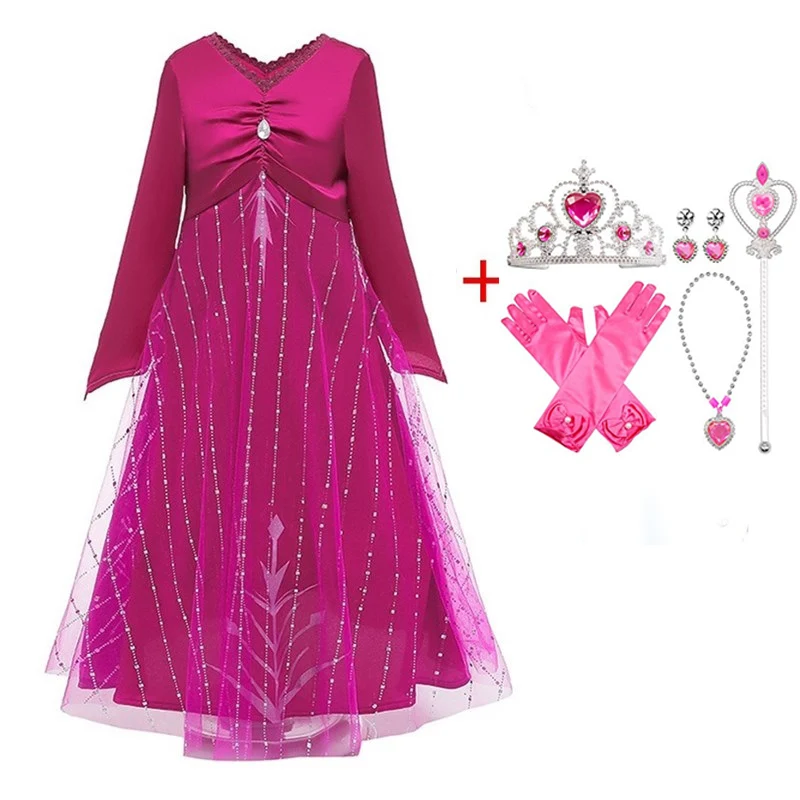 Elsa 2 Cosplay Queen Carnival Dresses Costumes Princess Anna Dress Girls Fantasia Party Vestidos Kids Clothing Set | Детская одежда и