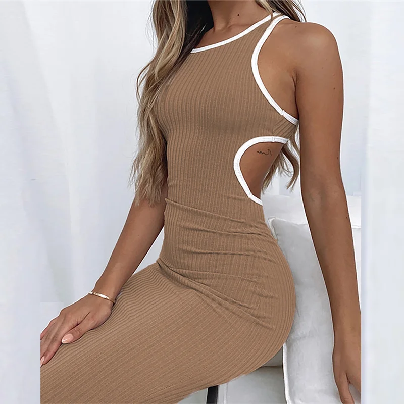 Облегающее модное женское платье для вечерние облегающее с круглым вырезом