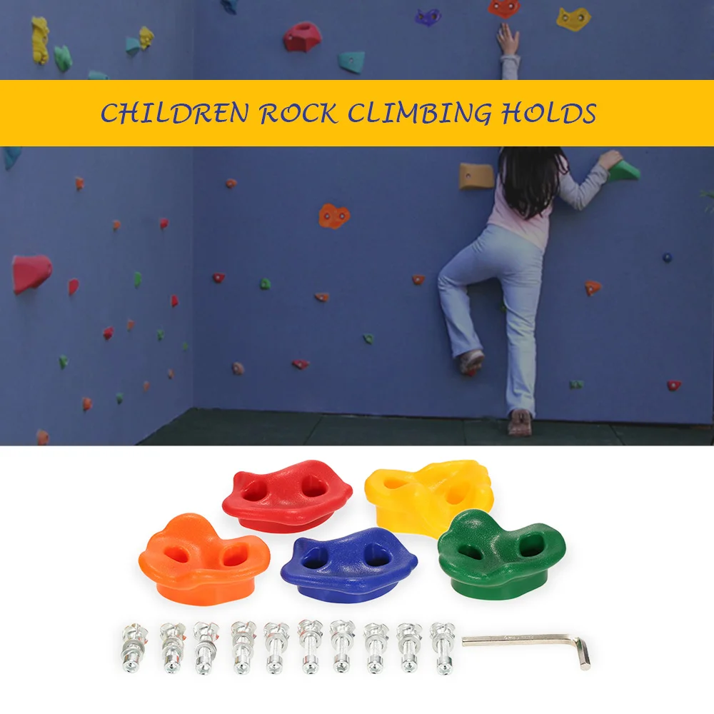 

5/10PCS Rock Kids Rock Climbing Holds Wall Rock Climbing Stones Kit Set Backyard Kids Toys with Mounting Hardware Screws