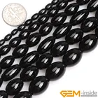 Бусины в виде риса черного агата из натурального камня для изготовления ювелирных украшений, нитка 15 дюймов, бусины для браслета DIY 6 мм 8 мм 10 мм 12 мм