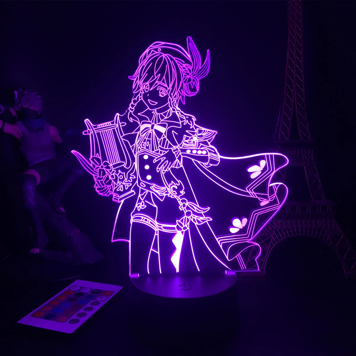 

Ударная игровая фигурка Genshin, 3D лампа, светодиодные RGB ночные светильники, крутой подарок на день рождения, для игровой комнаты, для стола, кр...